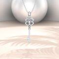wholesale 925 Sterling Silver & Lab-Grown Diamond Four Leaf Clover Key Necklace for Luck, Love & Special Occasions-0-1