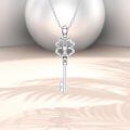 wholesale 925 Sterling Silver Heart Key Pendant Necklace Wholesale With Zircon Accent-0-1