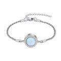 wholesale 925 Sterling Silver Opal Circle Chain Link Bracelet-0-0