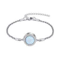 wholesale 925 Sterling Silver Opal Circle Chain Link Bracelet-opal