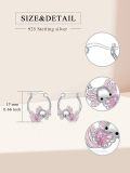 wholesale 925 Sterling Silver Pink Crystal Axolotl Heart Huggie Hoop Earrings-0-3