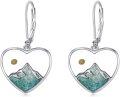 wholesale 925 Sterling Silver Heart-Shaped Turquoise and Mustard Seed Dangle Drop Earrings-0-0