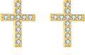 wholesale 14K Gold CZ Stone Cross Stud Earrings for Women Christian  Ideas-0-0