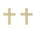 wholesale 14k Gold Pave Cz Cross Stud Earrings For Women-0-0