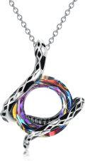 wholesale Sterling Silver Austria Crystal Snake Pendant Necklace for Women-0-6