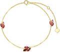 wholesale 14K Gold Red Crystal Leaves Charm Bracelet for Women - Mother's Day Gift-0-0