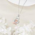 wholesale 925 Sterling Silver Pink Ribbon Breast Cancer Awareness Heart Pendant Necklace for Women-0-2