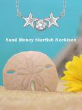 wholesale 925 Sterling Silver Sea Life Necklace with Stars and Sand Dollar Charm Gift for Her-0-5