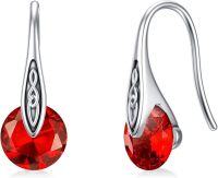 wholesale 925 Sterling Silver Birthstone Celtic Knot Dangle Earrings for Sensitive Ears-Silver-07-Jul