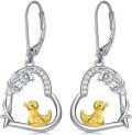 wholesale 925 Sterling Silver Yellow Duck in Heart Shape Drop Earrings for Women Girls Gifts-0-0