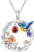 wholesale 925 Sterling Silver Synthetic Birthstone Hummingbird Necklace for Women-0-25