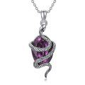 wholesale 925 Sterling Silver Purple Snake Charm Pendant Necklace-0-0