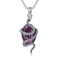 wholesale 925 Sterling Silver Purple Snake Charm Pendant Necklace-Purple