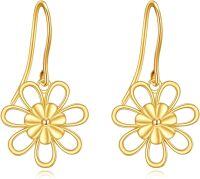 wholesale 14K Gold Daisy Flower Drop Earrings for Women Gift Ideas-Gold Daisy Earrings