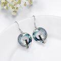 wholesale TOUPOP Cat On The Moon Earrings Sterling Silze Cut Animal Cat Dangel Drop Earrings With Circle Crystal Christmas Valentines Birthday Mothers Day Jewelry Gifts For Women Cat Lovers -0-1