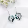 TOUPOP Sterling Silver Crystal Cat On Moon Dangle Drop Earrings-0-1