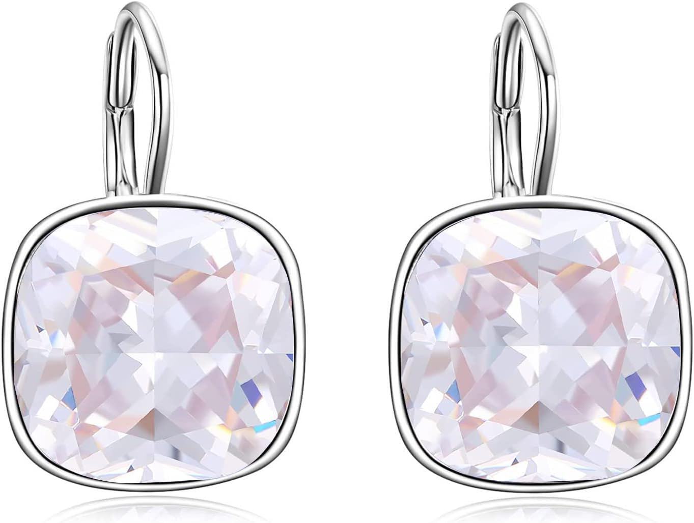 Sterling Silver Austrian Crystal Hypoallergenic Leverback Earrings Women s Gift-clear