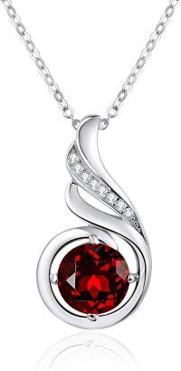 wholesale 925 Sterling Silver Opal CZ Moonstone 12 Month Birthstone Necklace for Women-01-Jan-Lab Created Garnet