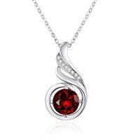 wholesale 925 Sterling Silver Opal CZ Moonstone 12 Month Birthstone Necklace for Women-01-Jan-Lab Created Garnet