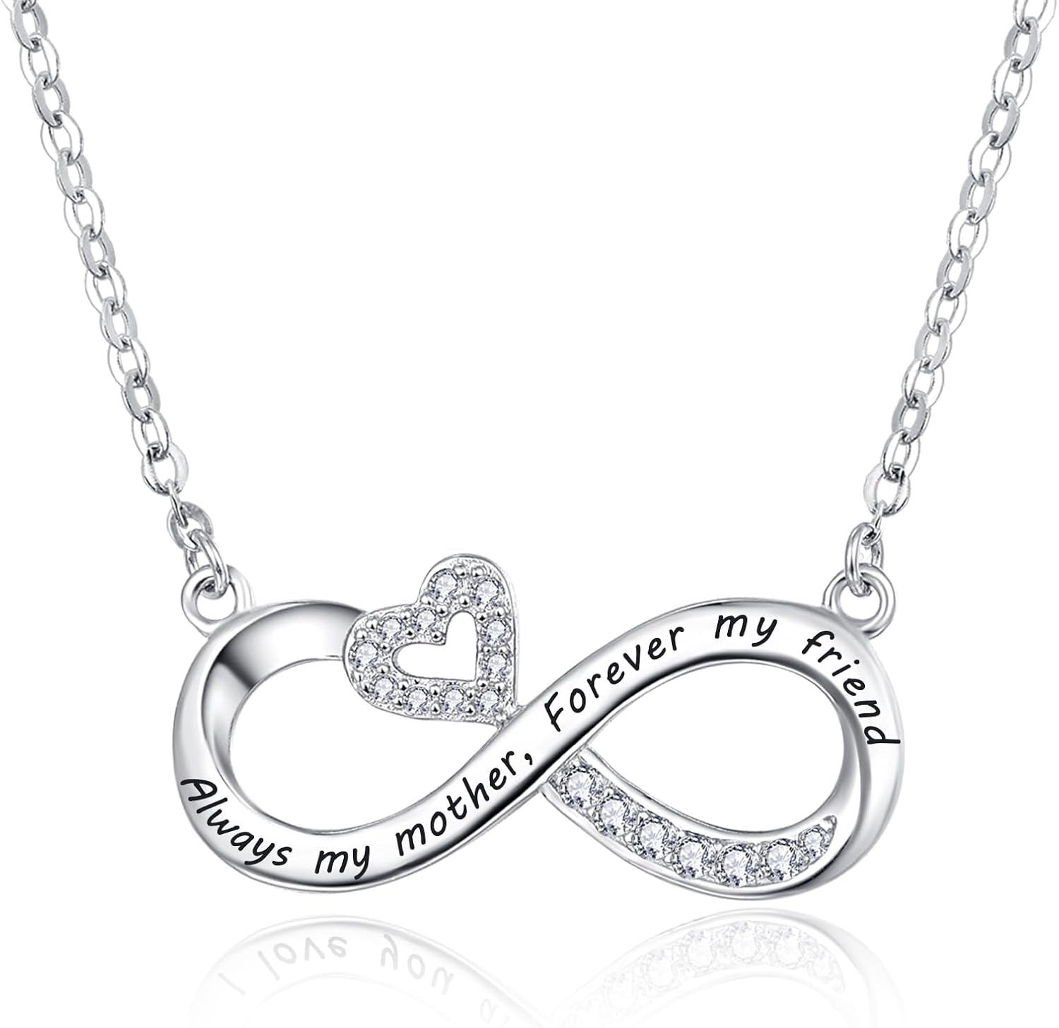  Sterling Silver Best Friend Mother Couple Necklace for Women Sisters Mom Lovers Gift -For Mother-Silver
