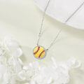 wholesale 925 Sterling Silver Softball Pendant Necklace with CZ Stones for Sports Lovers Gifts-0-2