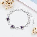 wholesale 925 Sterling Silver Amethyst Birthstone Bracelet - Heart Shape, Hypoallergenic, 6.5 + 2 Extender, Lobster Clasp, Gift for Women-0-2