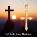 wholesale 14K Gold Moissanite Cross Necklace, 21.5x10.8mm, 16+1 Chain, Hypoallergenic Gift for Women-0-1