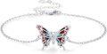 wholesale 925 Sterling Silver Red Blue Opal Butterfly Charm Bracelet Adjustable s for Women-0-0