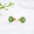 wholesale Gold 925 Sterling Silver Hypoallergenic St Patricks Day Love Clover Stud Earrings for Women and Girls-0-2