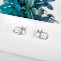 wholesale 925 Sterling Silver Smiling Hippo Stud Earrings for Women Girls Gifts 48x36mm-0-1