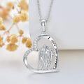 wholesale 925 Sterling Silver Heart Pendant with Love Message and Figures Necklaces for Mothers Fathers Daughters Brothers Birthdays Graduations Gift Ideas-0-2
