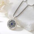 wholesale 925 Sterling Silver Evil Eye Pendant Necklace With Rotating Blue Crystal Oxidized Design-0-6