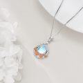 wholesale 925 Sterling Silver Teardrop Moonstone Orange Floral Pendant Necklace-0-2