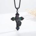 wholesale Black  Praying Hands Cross Pendant Necklace with Abalone Shell Inlay - Religious Jewelry for Men & Women-0-4
