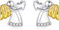 wholesale 925 Sterling Silver Gold Plated Heart-Shaped Crystal Guardian Angel Stud Earrings for Women's Gifts-0-0