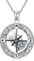 wholesale 925 Sterling Silver Compass Musical Graduation Cap Pendant Necklace with Blue Stone and Celtic Knot Design-0-0