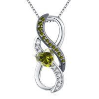 wholesale  925 Sterling Silver White Gold Plated Heart Birthstone Necklace with Infinity Symbol for Women, Hypoallergenic Romantic Jewelry Gift-08-August