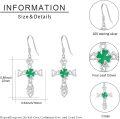 wholesale 925 Sterling Silver Celtic Cross with Green Enamel Shamrock Drop Earrings Irish Jewelry-0-5