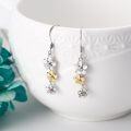 wholesale 925 Sterling Silver Frangipani Flower Drop Earrings with Gold and White Accents-0-2