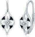 wholesale 925 Sterling Silver Flower Design Leverback Drop Dangle Earrings with Cubic Zirconia Stones - Elegant and Stylish Gift for Her-0-0