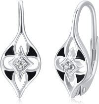 wholesale 925 Sterling Silver Flower Design Leverback Drop Dangle Earrings with Cubic Zirconia Stones - Elegant and Stylish Gift for Her-Flower Hoop Earrings