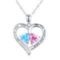 wholesale 925 Sterling Silver Blue Pink Heart Cz Mother Daughter Necklace Birthday Gift-0-0