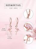 wholesale 925 Sterling Silver Plated Rose Gold Flamingo Drop Earrings with Pink Crystal Accents for Women-0-1