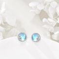 wholesale 925 Sterling Silver Round Blue Stone Rabbit Stud Earrings for Women-0-3