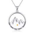 wholesale 925 Sterling Silver Round Pendant with Mountain and Gold Dot Design - Christian Jewelry for Women-0-0