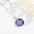 wholesale 925 Sterling Silver Pentagram Moonstone Pendant with Blue Stone and Witch's Knot Design Necklace-0-3