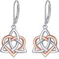 wholesale 925 Sterling Silver Triquetra Trinity Knot Heart Drop Earrings for Women-0-0