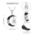 wholesale 925 Sterling Silver Crescent Moon & Spider Necklace Pendant for Women Girls Gifts Jewelry Accessories 48cm Chain Length-0-1