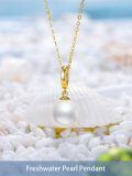 TOUPOP 14k Gold Pearl Necklace with Bow/Heart/Dolphin Pendant-0-1