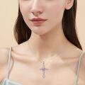 wholesale 925 Sterling Silver White Gold Plated Celtic Cross Heart Citrine Pendant Necklace-0-37